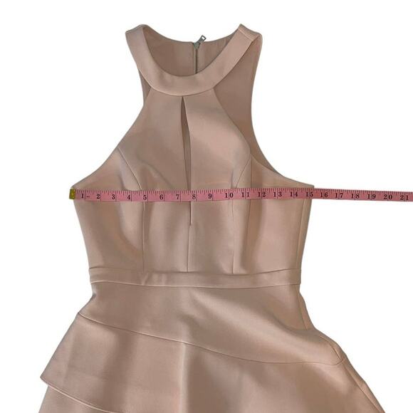 BCBGMaxazria Blush Pink Key Hole Tiered Mini Dress Size 4 - Picture 12 of 13